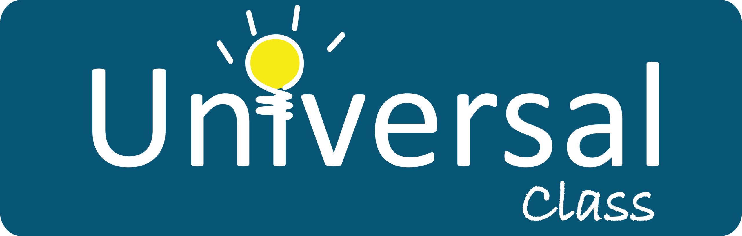 The Universal Class logo with white text on a teal background and a yellow lightbulb above the letter “i.”